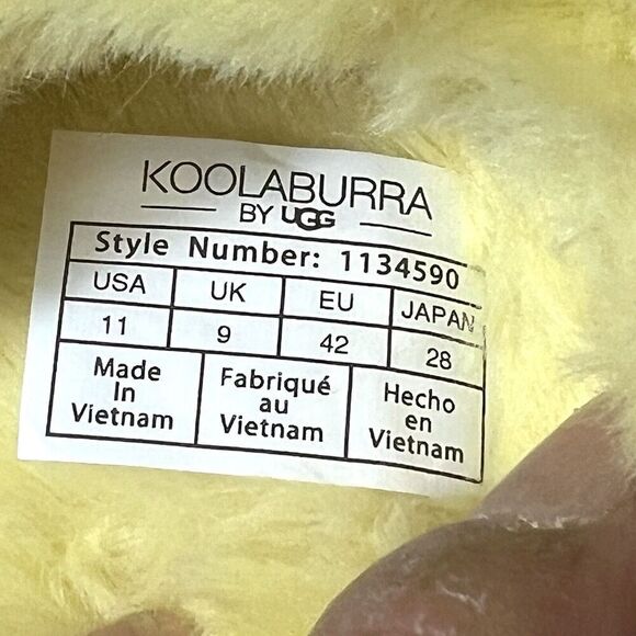 Koolaburra UGG Furry Sling Back Womens Sz 11 Slipper Sandals Yellow Faux Fur New - Picture 10 of 11